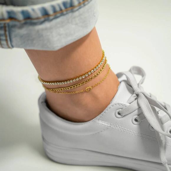 18K Gold Figaro Chain Bracelet / Anklet - Picture 1 of 12